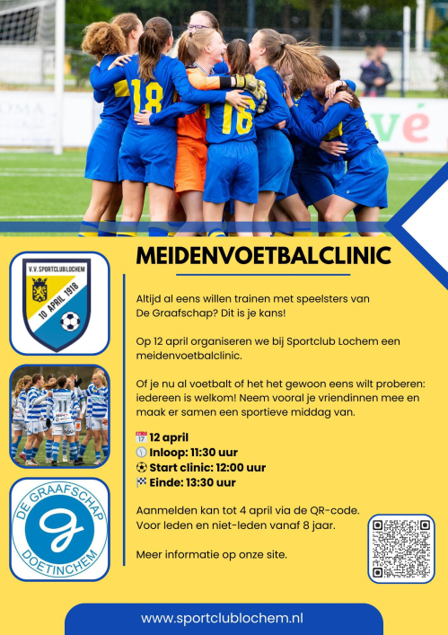 Meidenvoetbalclinic bij Sportclub Lochem met speelsters van 