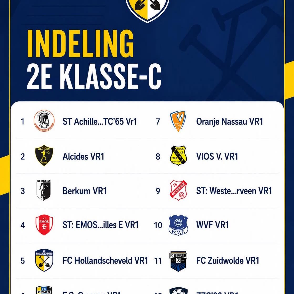 Competitie-indelingen seizoen 2026/2027