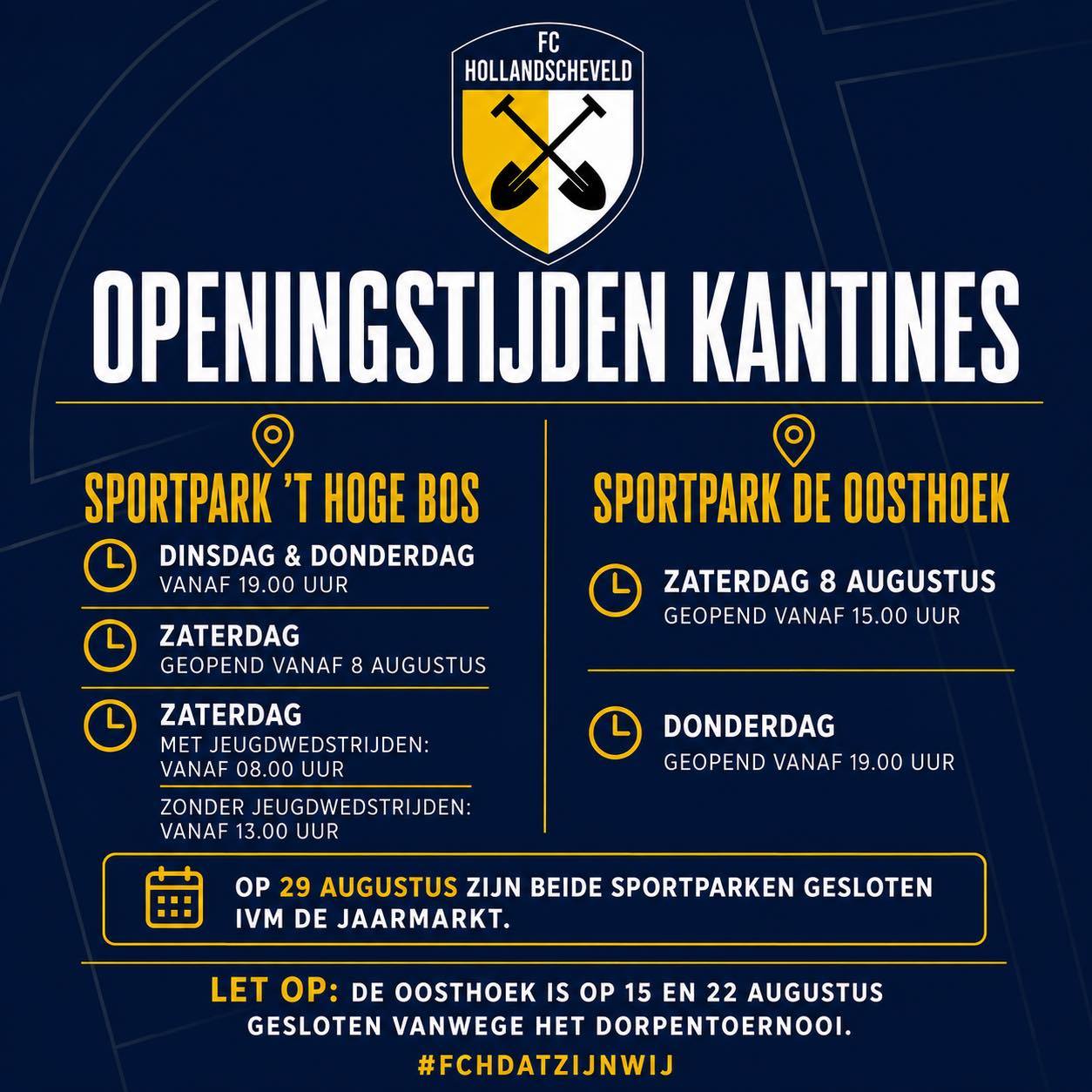 De kantines van FC Hollandscheveld gaan open! 